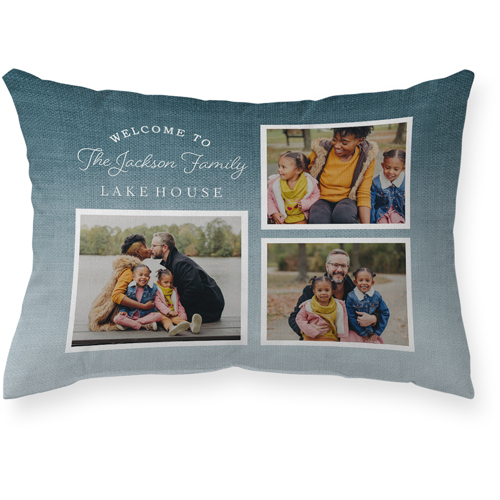 Welcome To The Lake Outdoor Pillow, 14x20, Single Sided, White