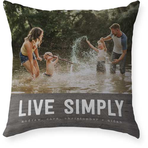 Live Simply Outdoor Pillow, 18x18, Double Sided, Brown