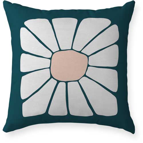 Graphic Floral Outdoor Pillow, 18x18, Single Sided, Multicolor
