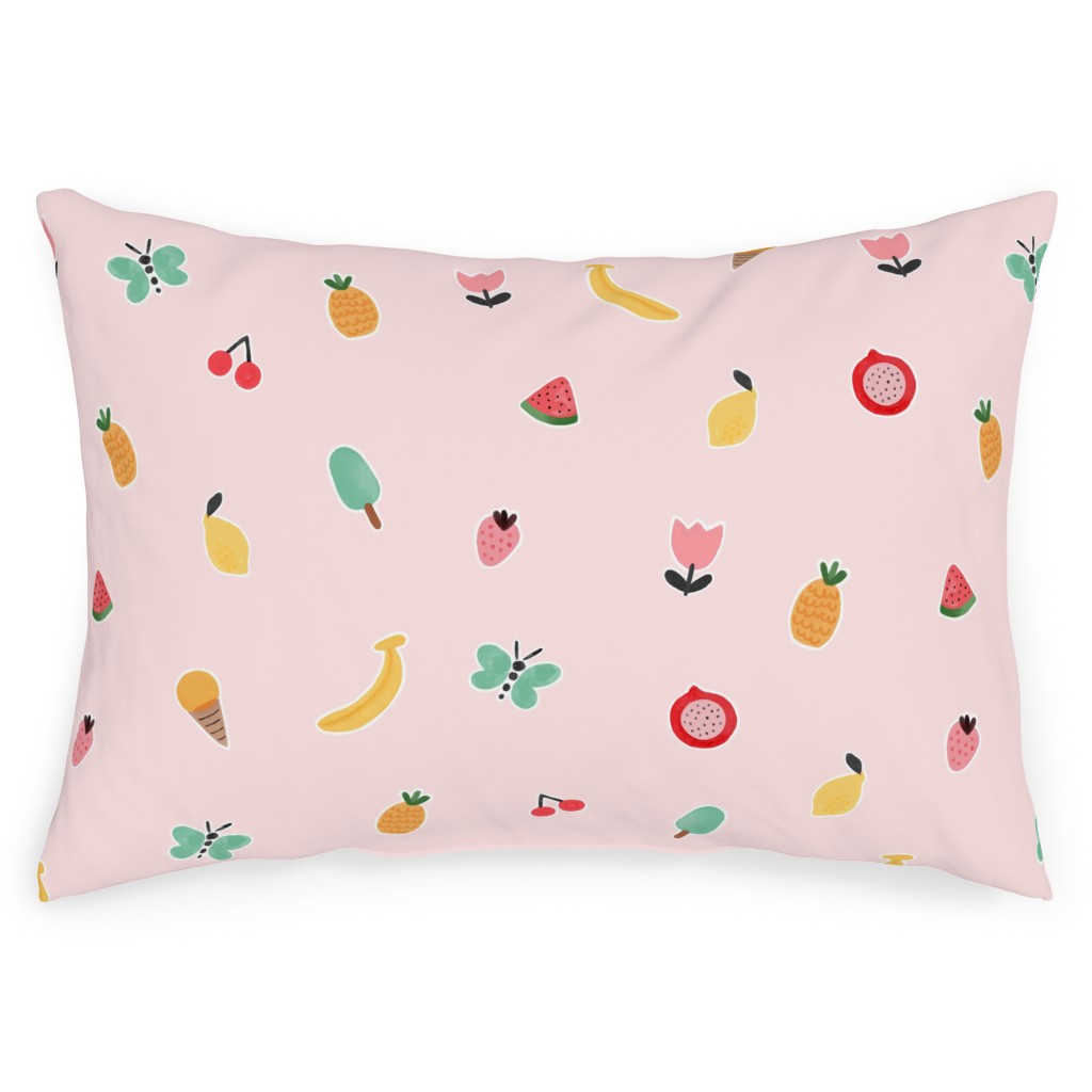 Freshy Summer - Pink Outdoor Pillow, 14x20, Single Sided, Pink