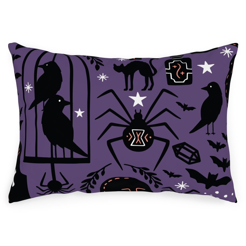 Spooky Witchcraft - Purple Outdoor Pillow, 14x20, Single Sided, Purple