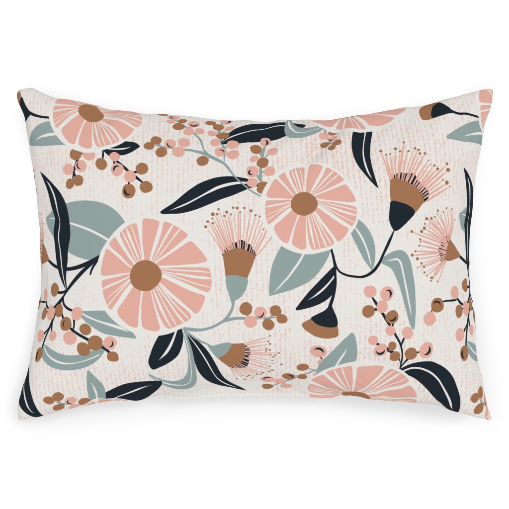 Madelyn Botanical Floral - Pink Outdoor Pillow, 14x20, Single Sided, Pink