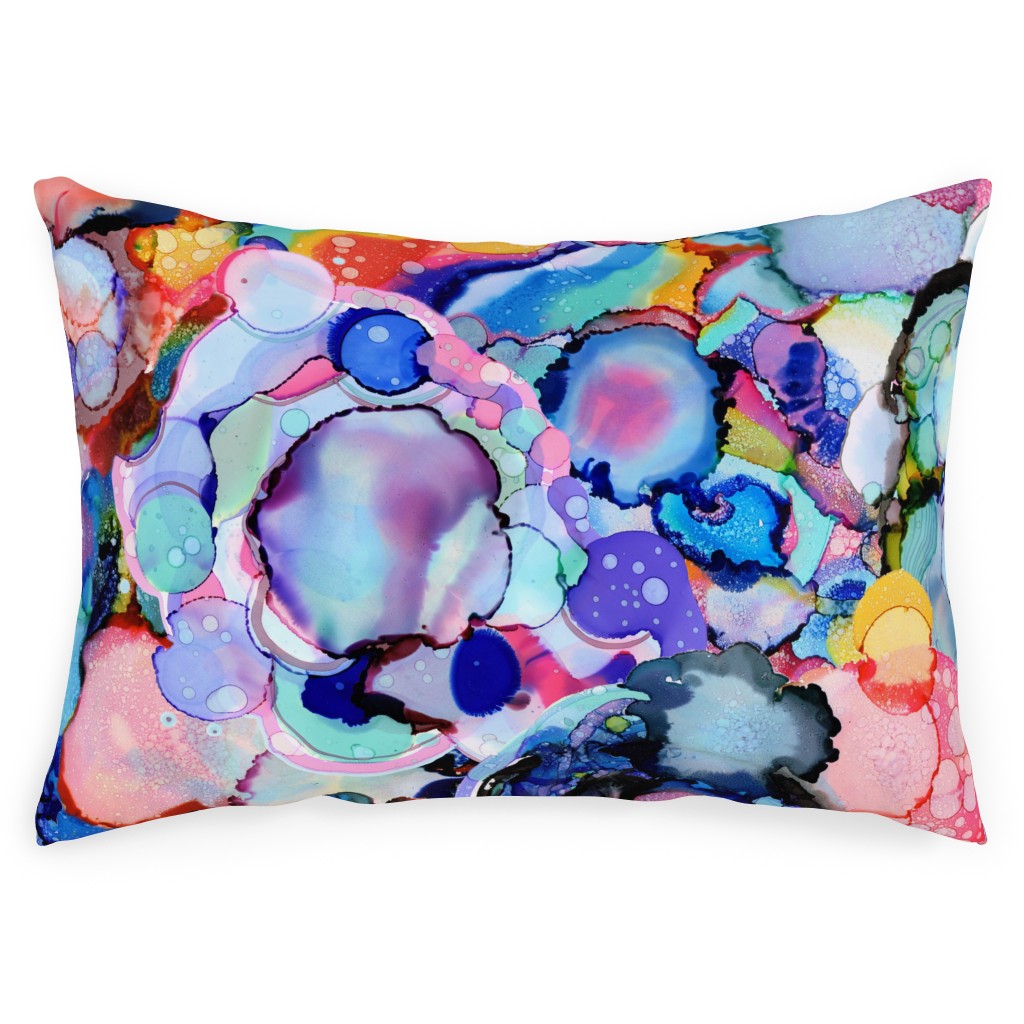Abstract Rainbow Ink - Multi Outdoor Pillow, 14x20, Single Sided, Multicolor