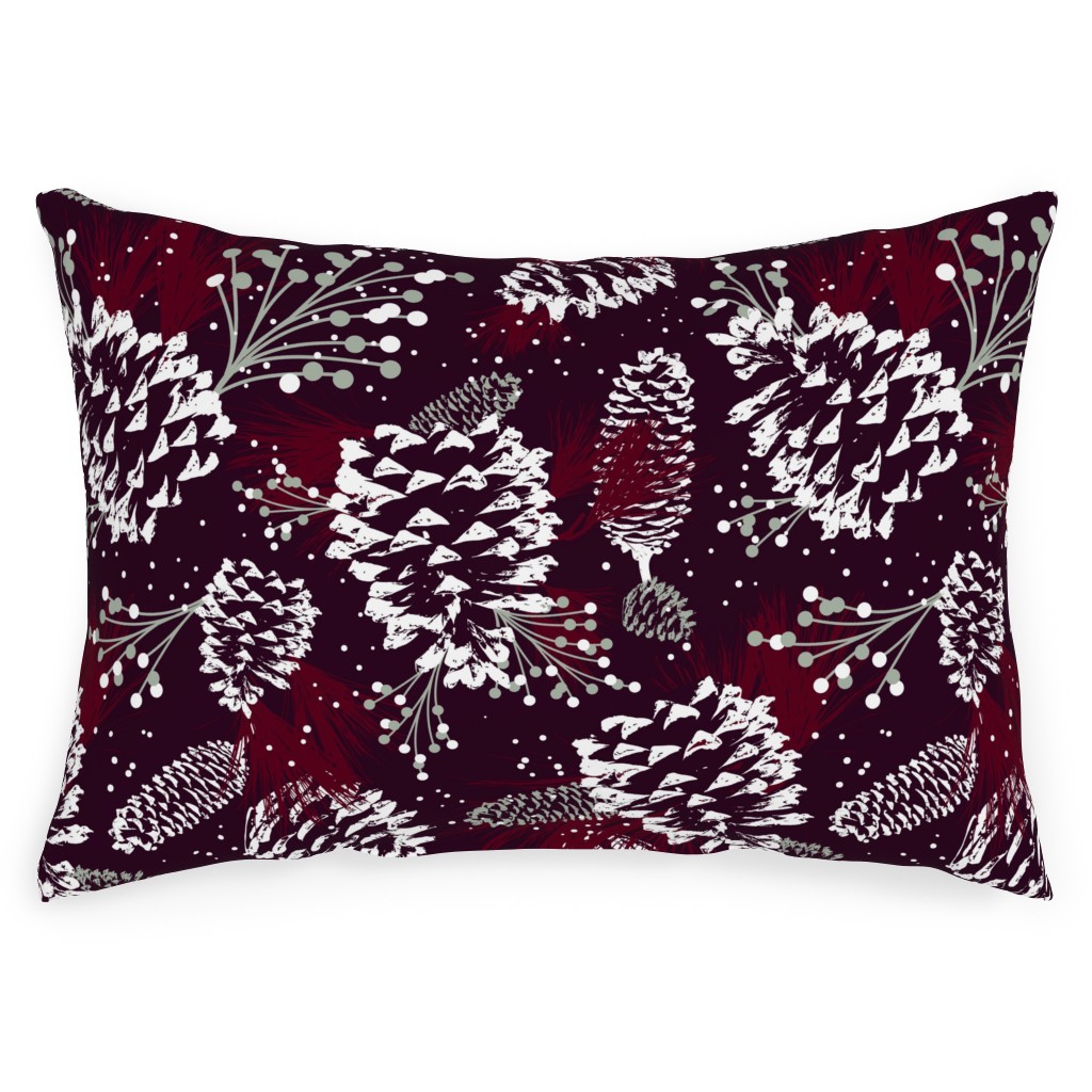 Festive Forest - Burgundy Outdoor Pillow, 14x20, Single Sided, Red