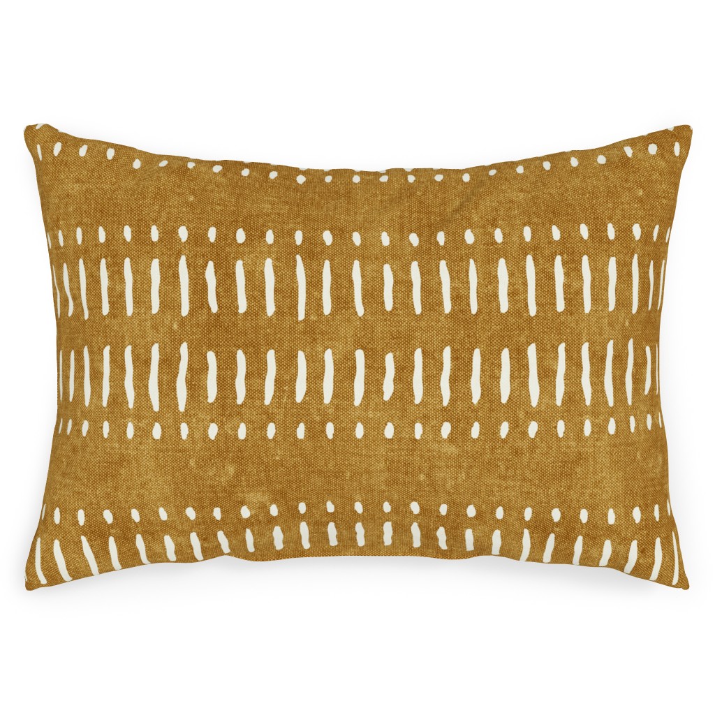 Dash Dot Stripes Outdoor Pillow, 14x20, Single Sided, Yellow