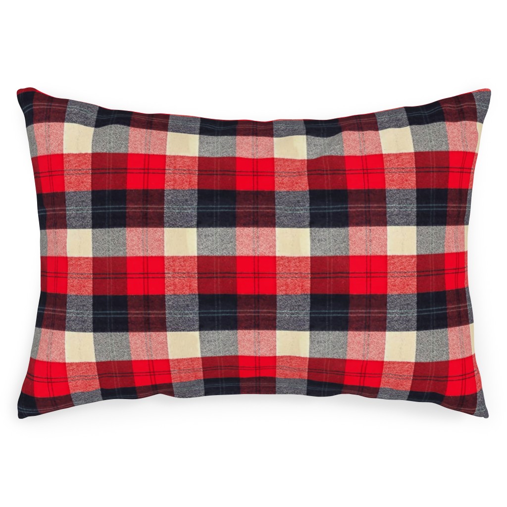 Lumberjack Flannel Buffalo Plaid - Red Outdoor Pillow, 14x20, Single Sided, Red