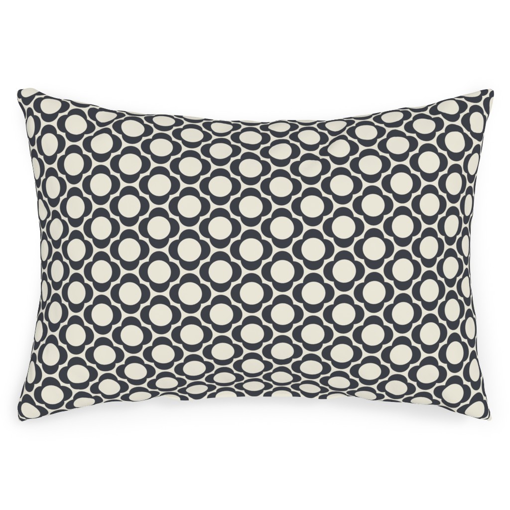 Lotta's Scandi Daisy - Navy on Cream Outdoor Pillow, 14x20, Double Sided, Beige