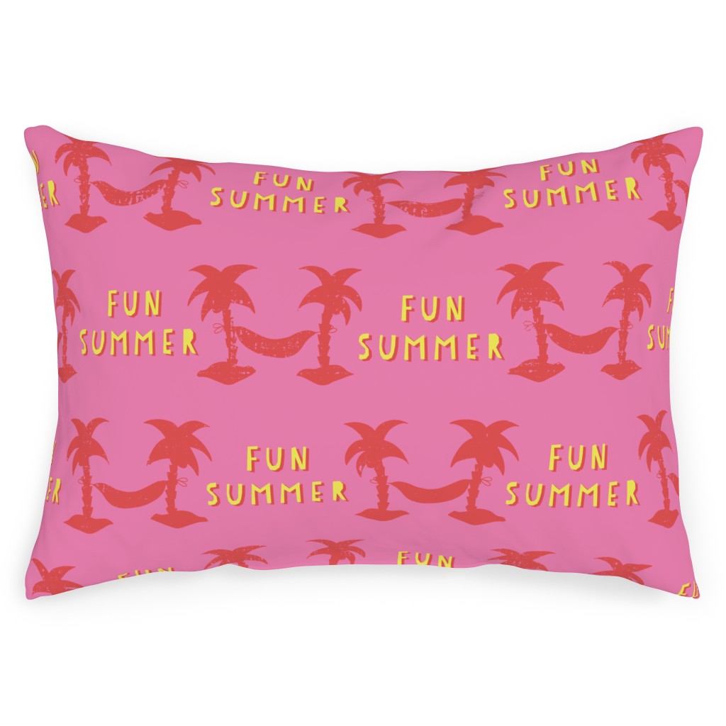 Fun Summer Palm Trees Outdoor Pillow, 14x20, Double Sided, Pink