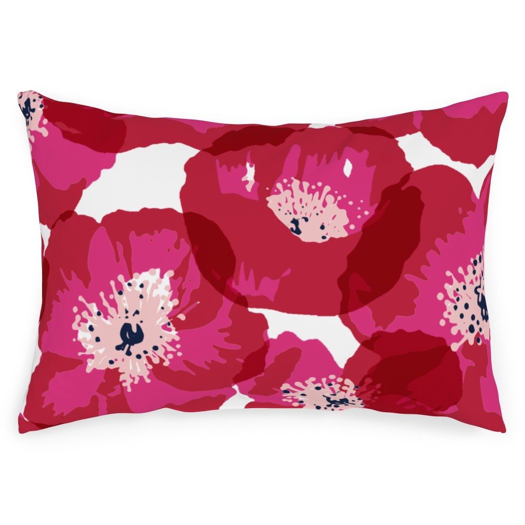 Really Big Poppies - Red Outdoor Pillow, 14x20, Double Sided, Pink
