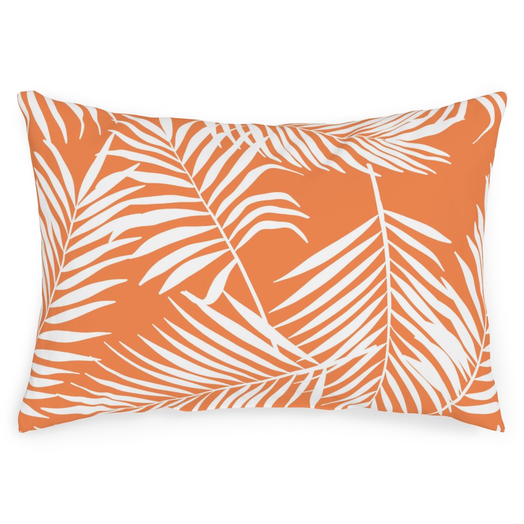 Palm Tree Leaves Outdoor Pillow, 14x20, Double Sided, Orange