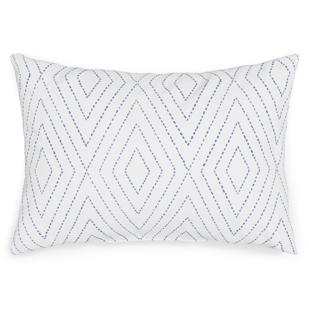 Painted Diamond Dash Outdoor Pillow, 14x20, Double Sided, White