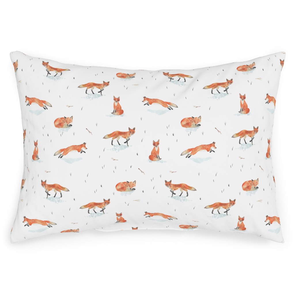Winter Fox Outdoor Pillow, 14x20, Double Sided, Orange