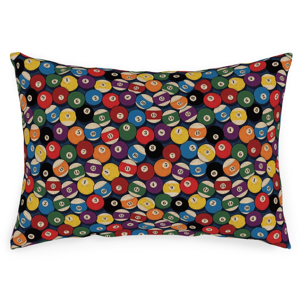 Billiard Bowls - Multi Outdoor Pillow, 14x20, Double Sided, Multicolor