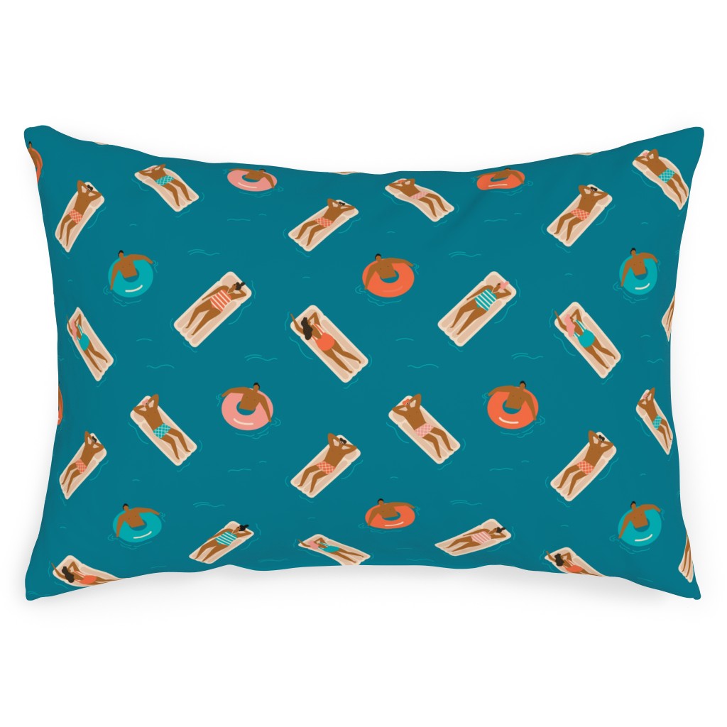 Summertime Outdoor Pillow, 14x20, Double Sided, Blue
