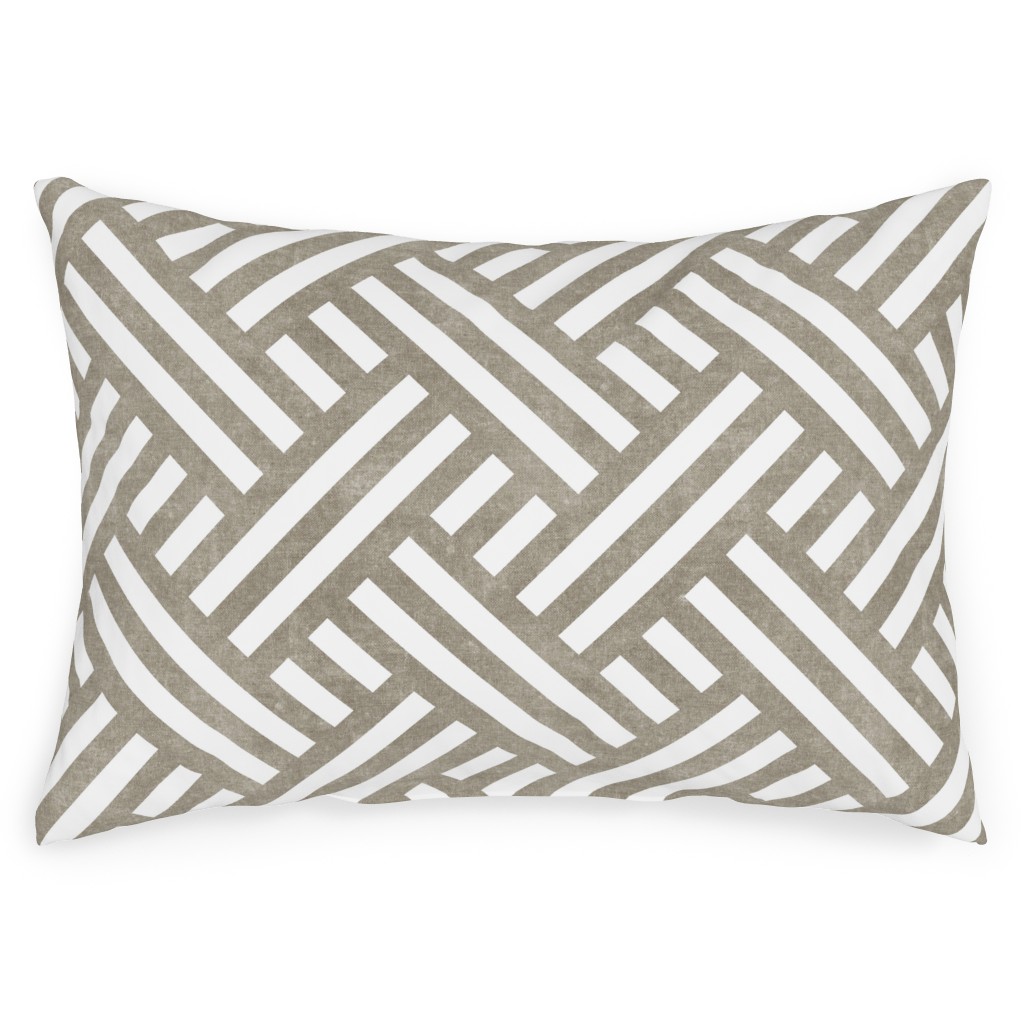 Farmhouse Weave Outdoor Pillow, 14x20, Double Sided, Gray