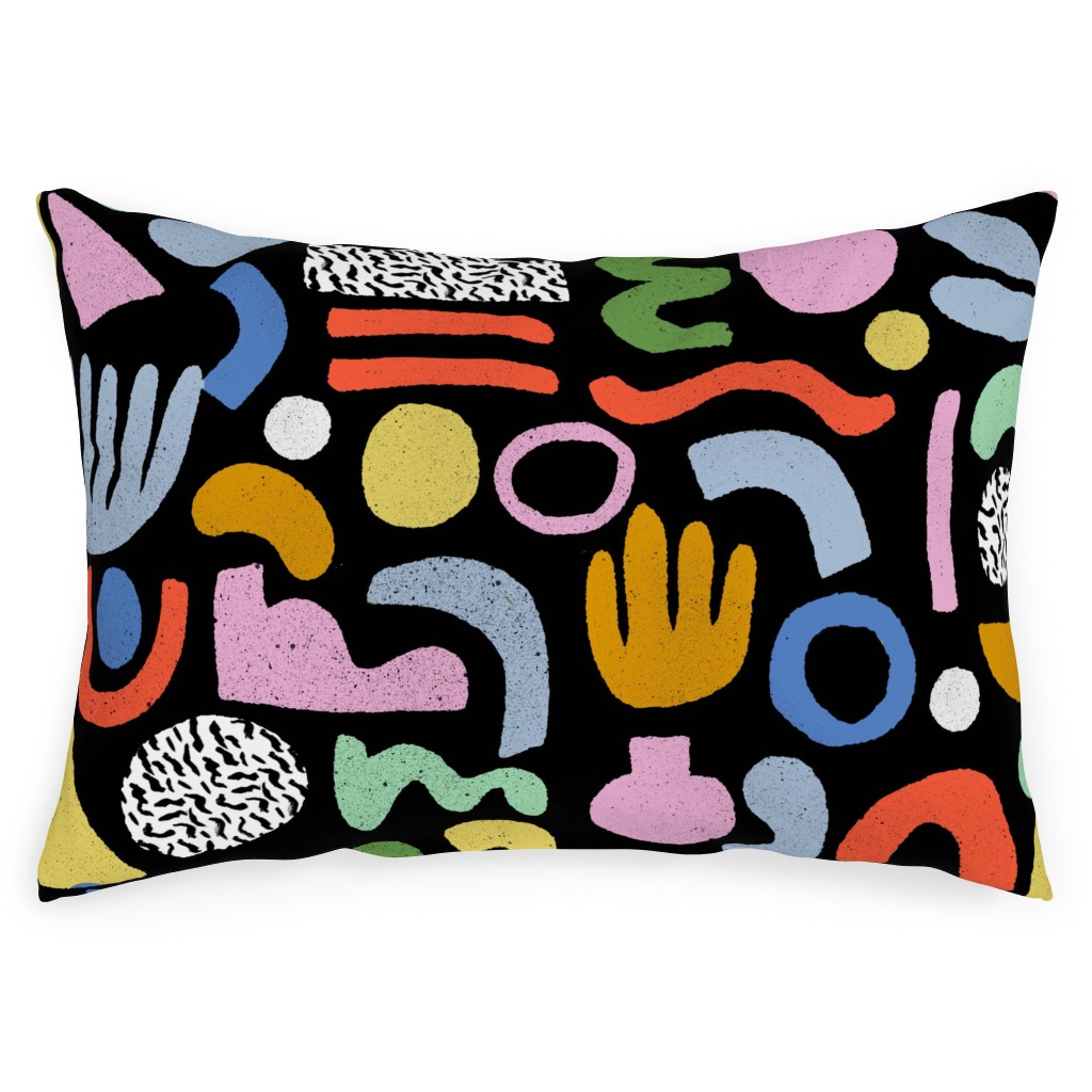 Happy Blocks Outdoor Pillow, 14x20, Double Sided, Multicolor