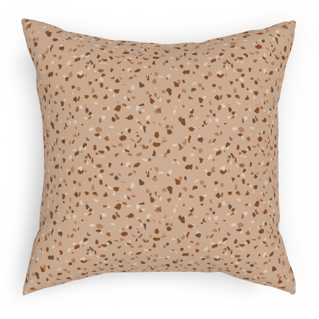 Terrazzo - Brown Outdoor Pillow, 18x18, Single Sided, Brown