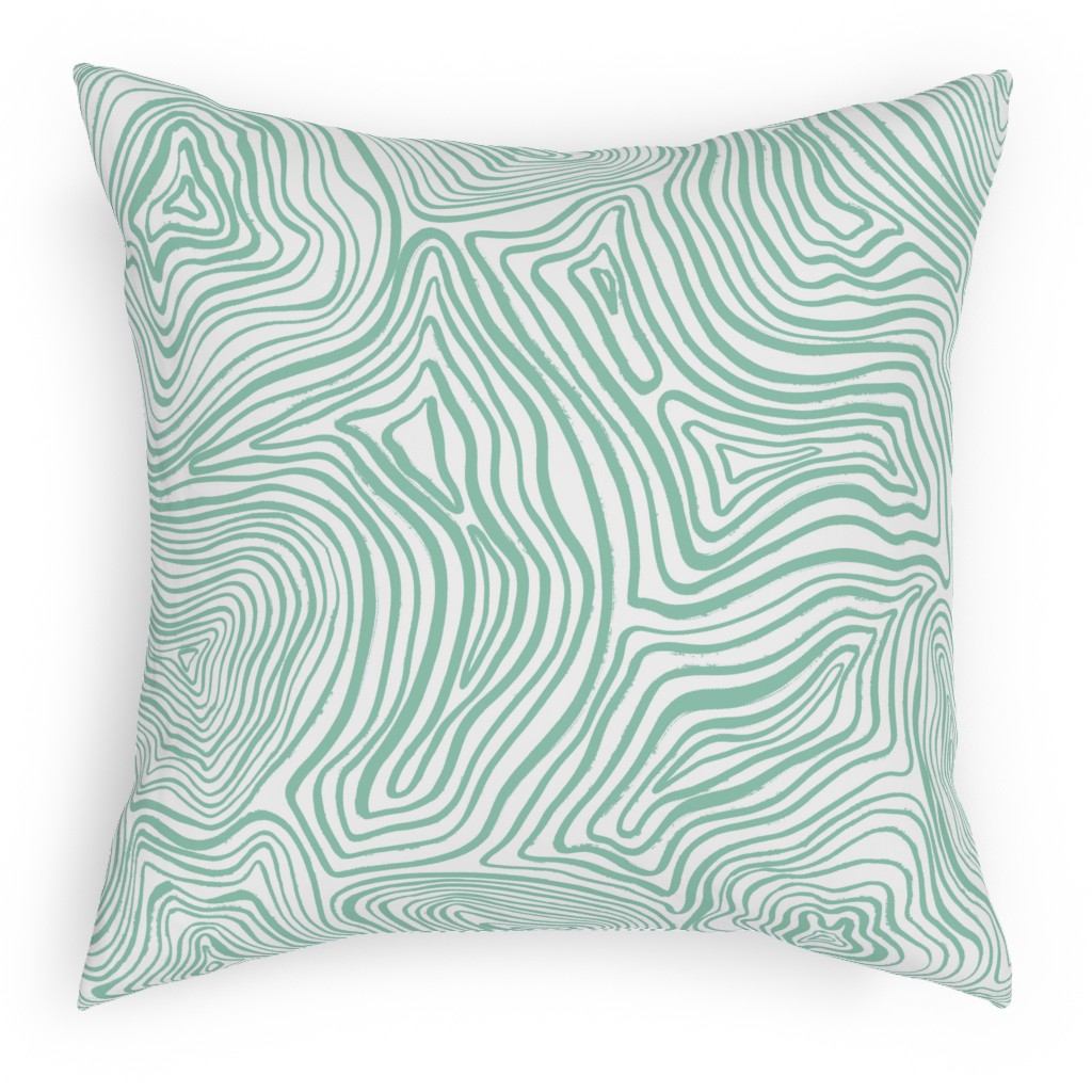 Abstract Wavy Lines - Green Outdoor Pillow, 18x18, Single Sided, Green