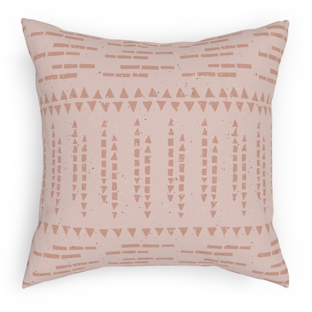 Boho Tribal Dashed Geometric - Pink Outdoor Pillow, 18x18, Single Sided, Pink
