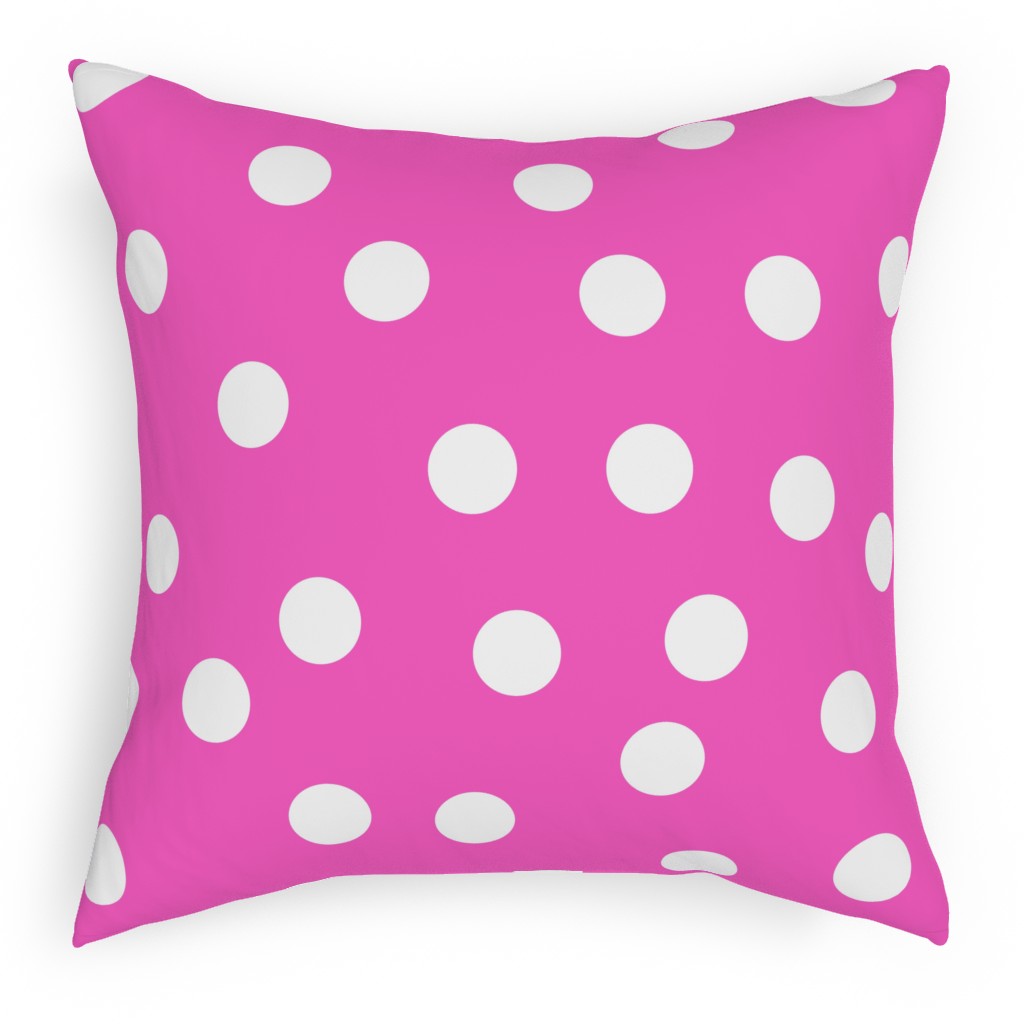 Polka Dot Scatter - Pink Outdoor Pillow, 18x18, Single Sided, Pink