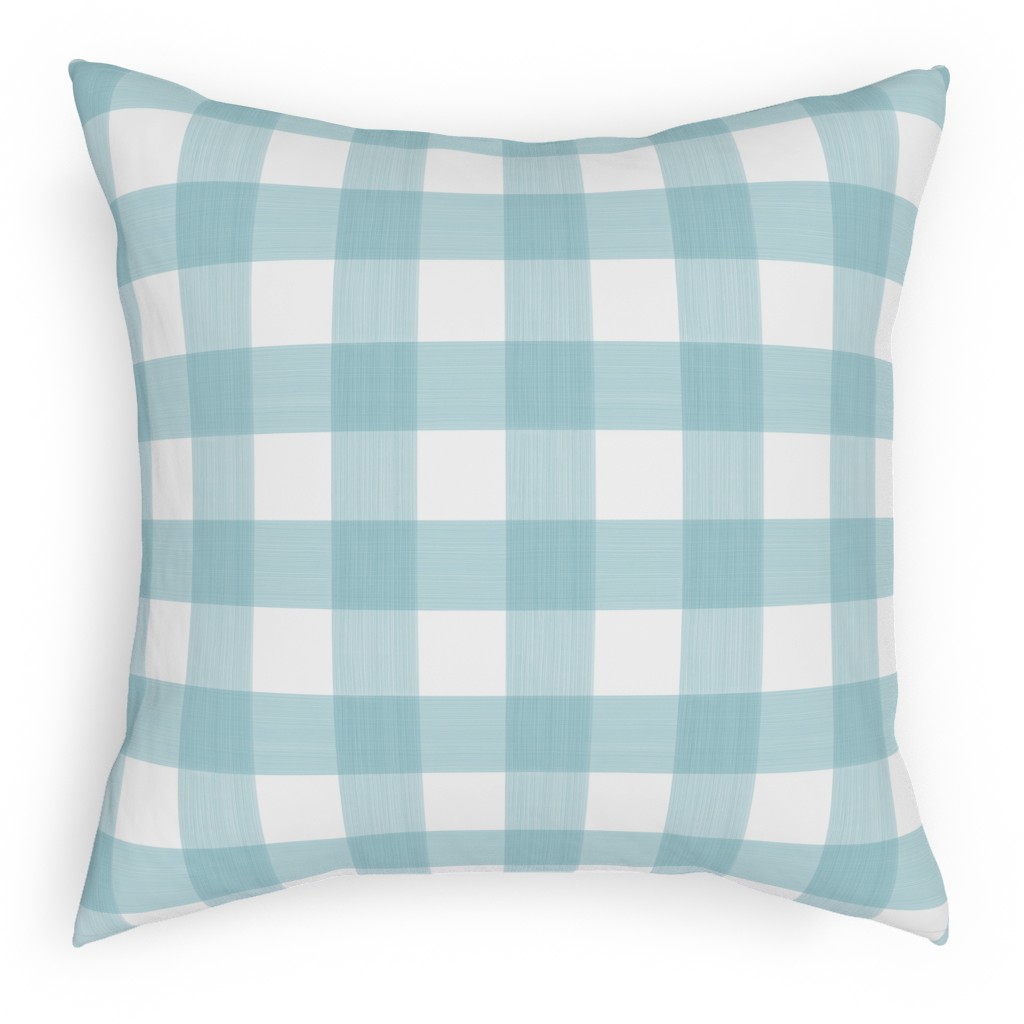 Cross Hatch Plaid Outdoor Pillow, 18x18, Single Sided, Blue