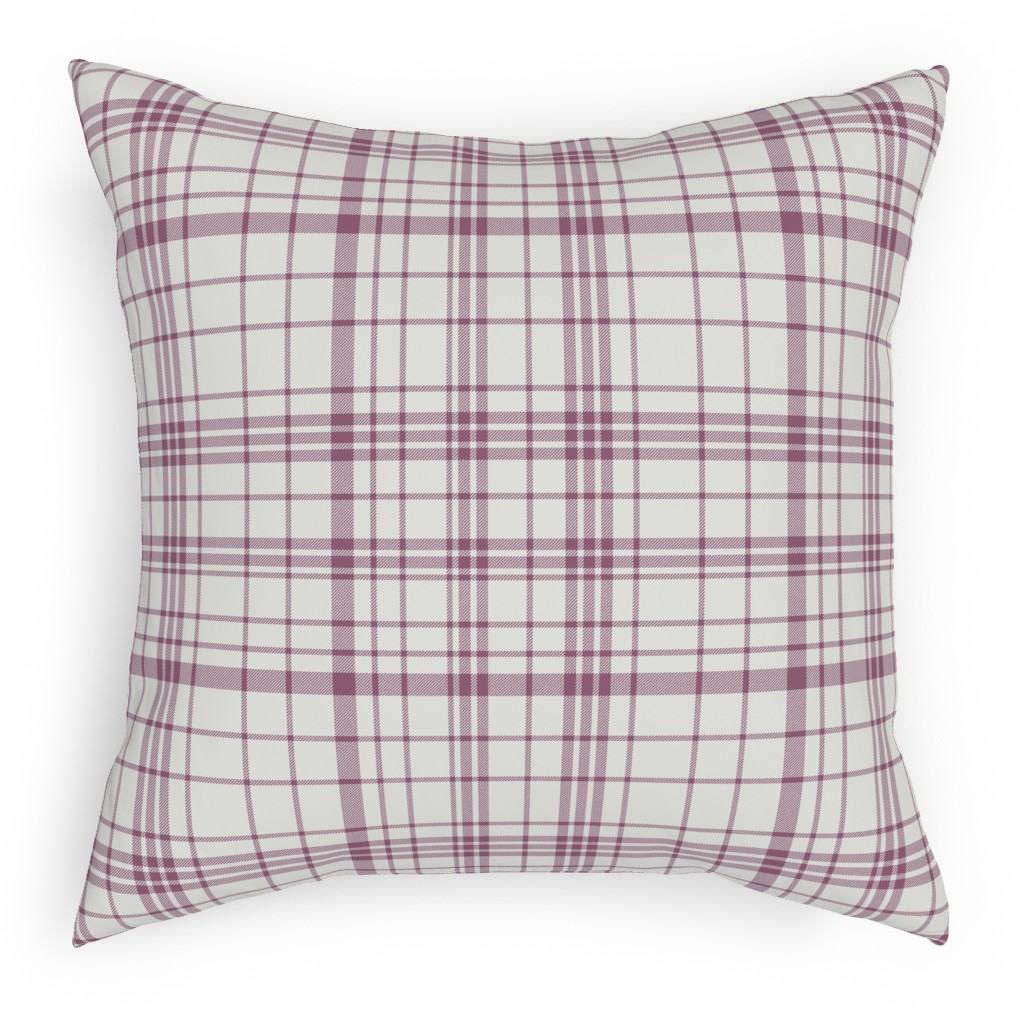 Tartan Check Outdoor Pillow, 18x18, Single Sided, Purple