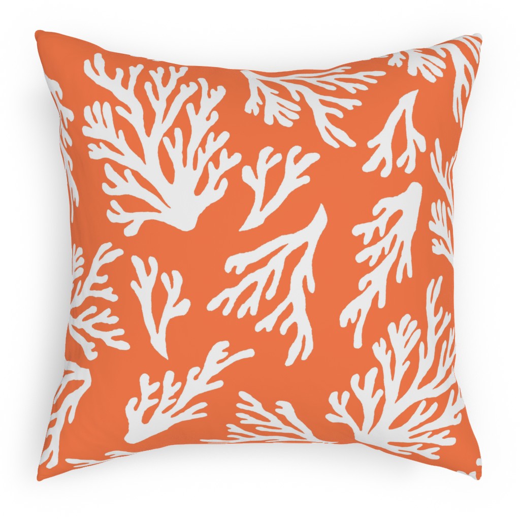 Coral - in Coral Outdoor Pillow, 18x18, Double Sided, Orange