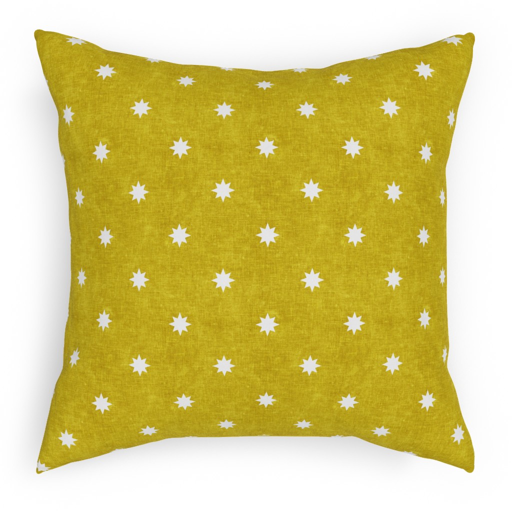 Vintage Stars Outdoor Pillow, 18x18, Double Sided, Yellow