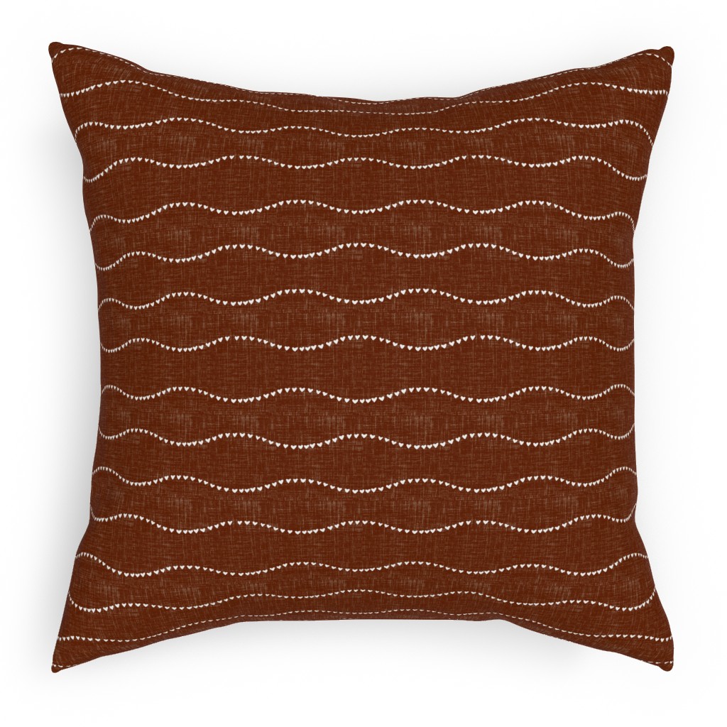 Heart Wave - Rust Outdoor Pillow, 18x18, Double Sided, Brown