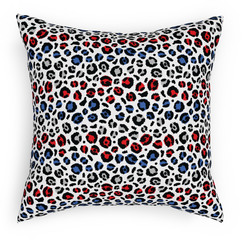 Patriotic Leopard Outdoor Pillow, 18x18, Double Sided, Multicolor
