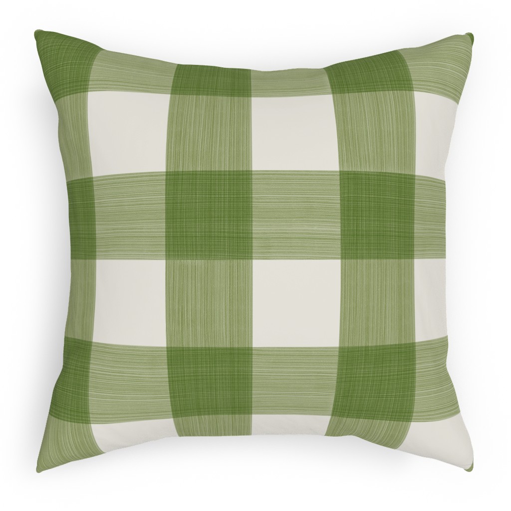 Buffalo Check Outdoor Pillow, 18x18, Double Sided, Green