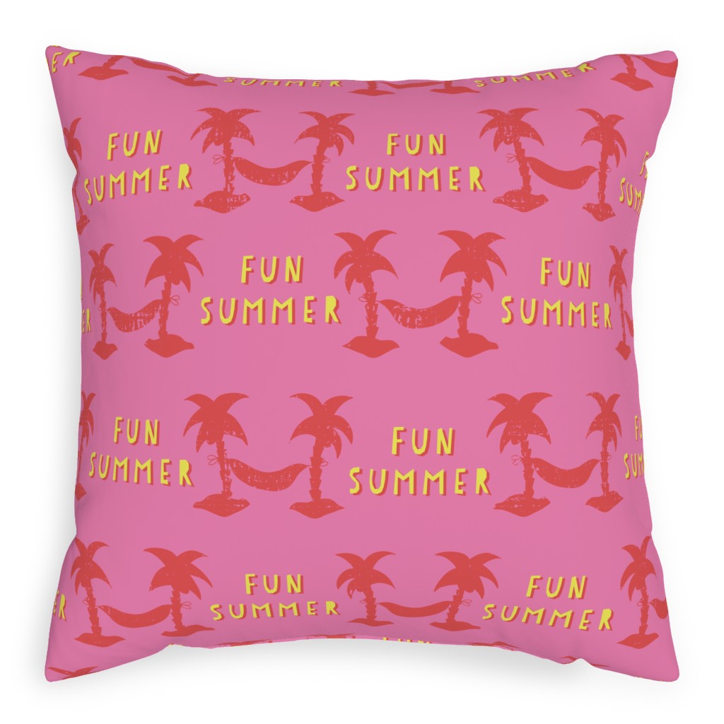 Fun Summer Palm Trees Outdoor Pillow, 20x20, Single Sided, Pink