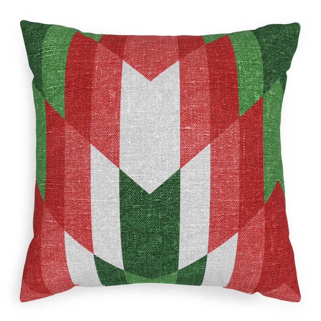 Christmas Cheer - Red, White and Green Outdoor Pillow, 20x20, Single Sided, Multicolor