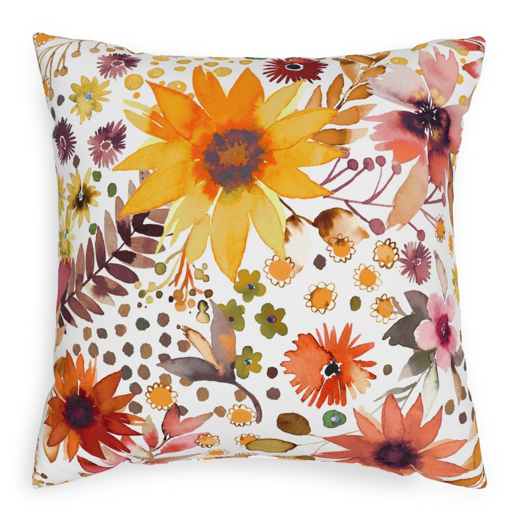 Big Sunflowers - Goldenrod Yellow Outdoor Pillow, 20x20, Single Sided, Orange
