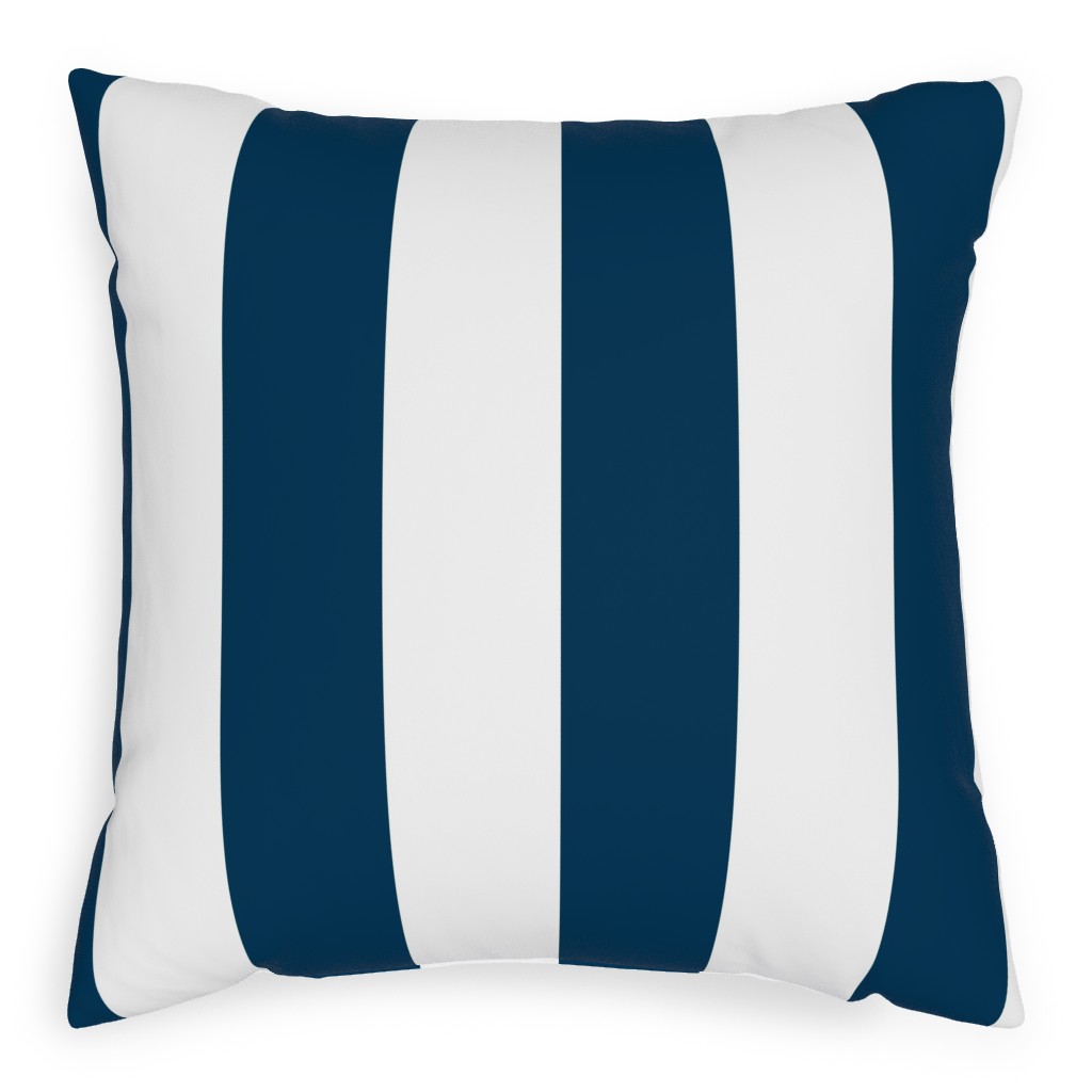 Cabana Stripe - Navy and White Outdoor Pillow, 20x20, Single Sided, Blue
