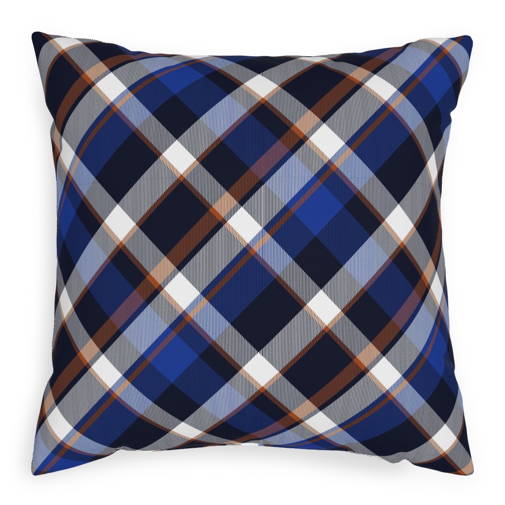 Cora's Plaid - Blue Outdoor Pillow, 20x20, Single Sided, Blue