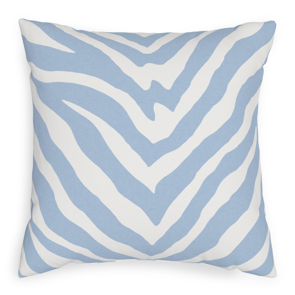 Zebra Pattern Outdoor Pillow, 20x20, Single Sided, Blue