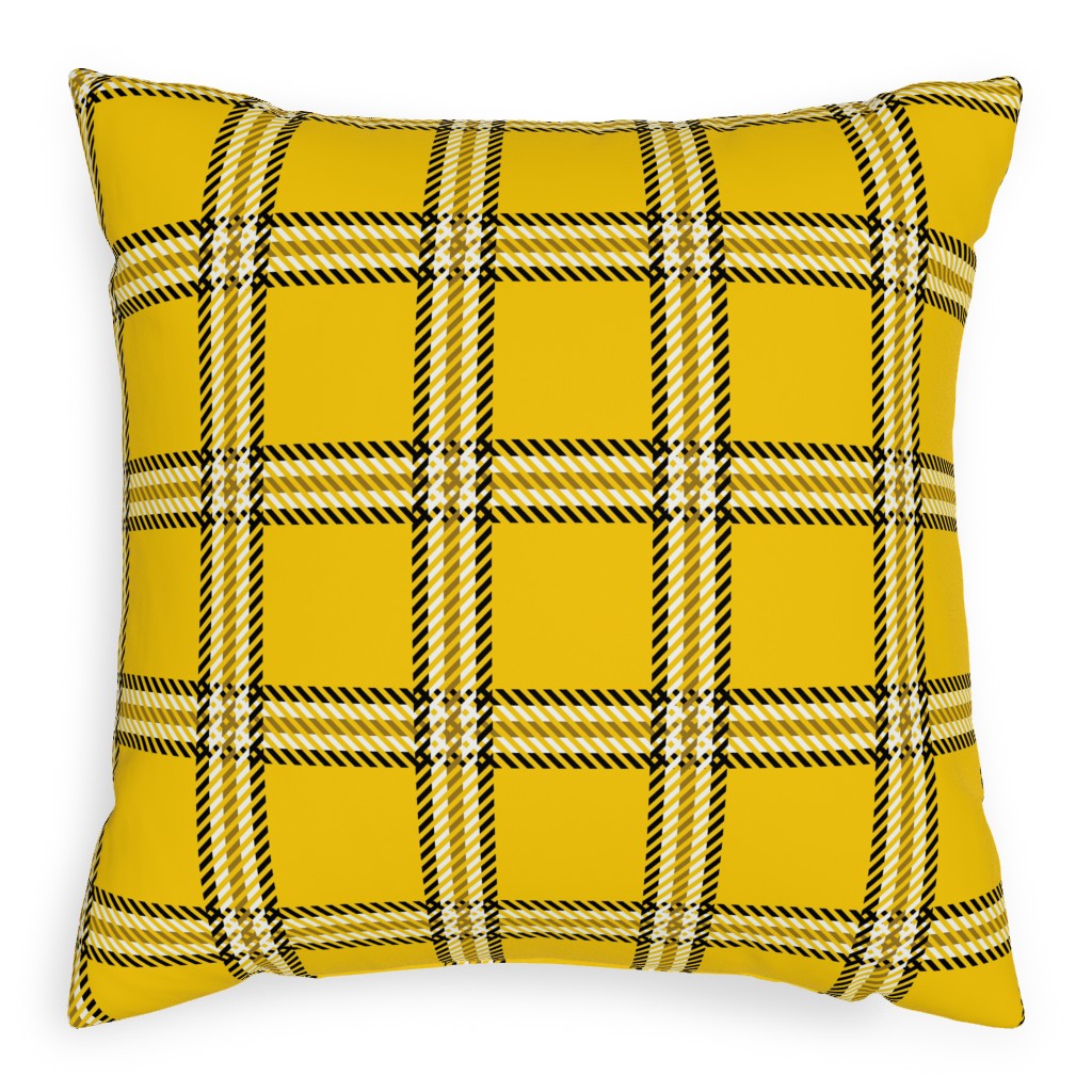 Cher's Plaid Outdoor Pillow, 20x20, Single Sided, Yellow