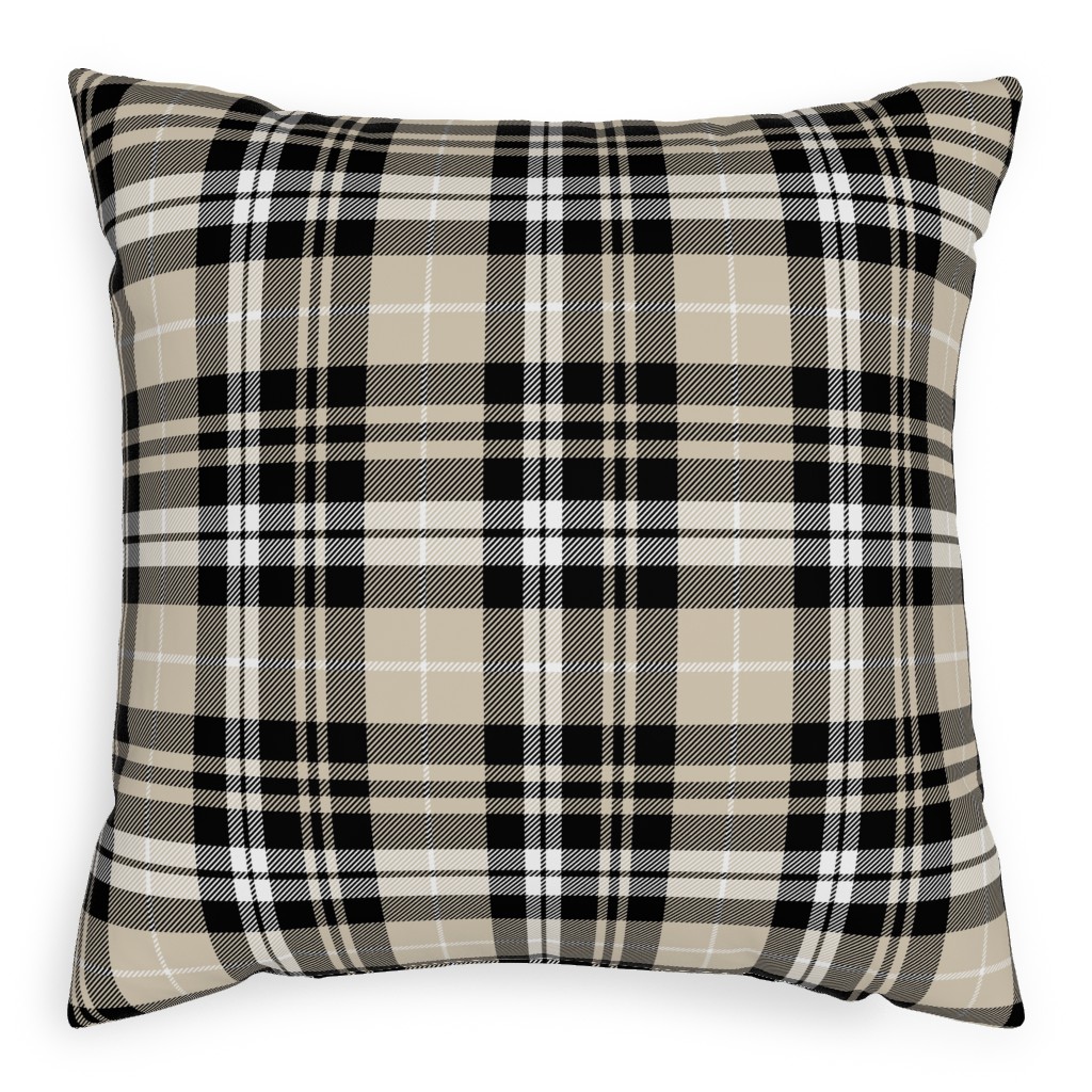 Fall Plaid Outdoor Pillow, 20x20, Single Sided, Beige