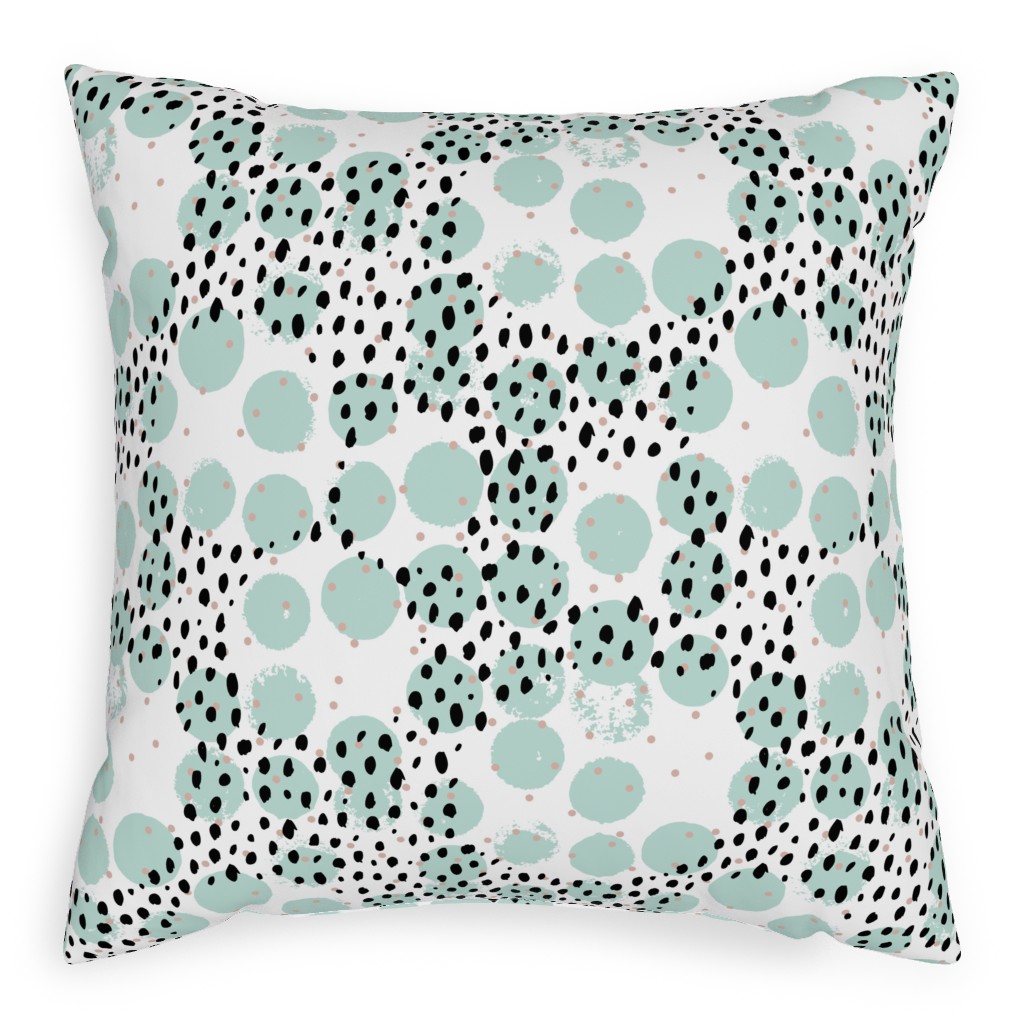 Abstract Rain - Green Outdoor Pillow, 20x20, Single Sided, Green