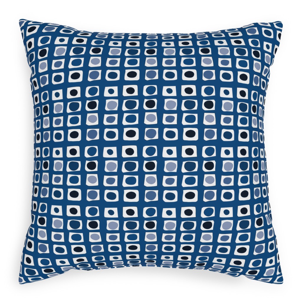 Little White Rectangles - Classic Blue Outdoor Pillow, 20x20, Single Sided, Blue