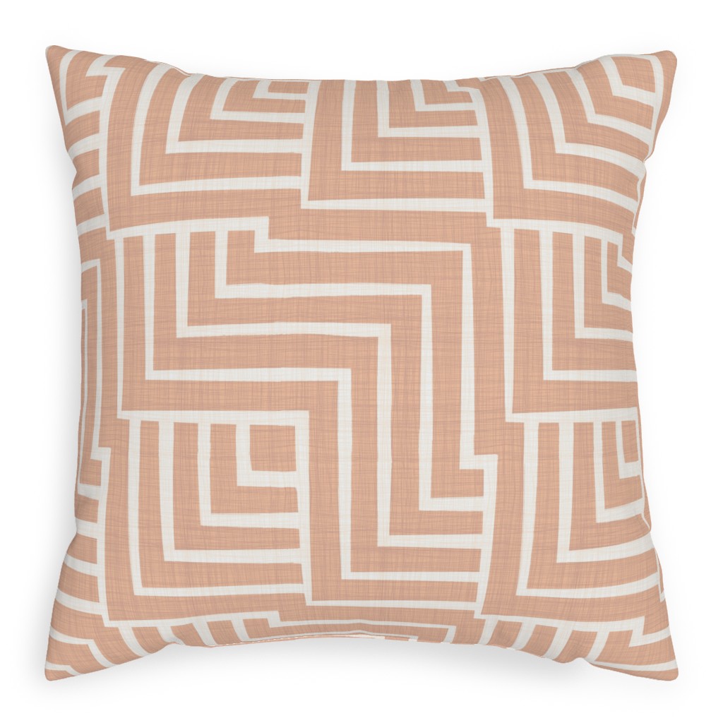 Square Angles - Pink Outdoor Pillow, 20x20, Double Sided, Pink