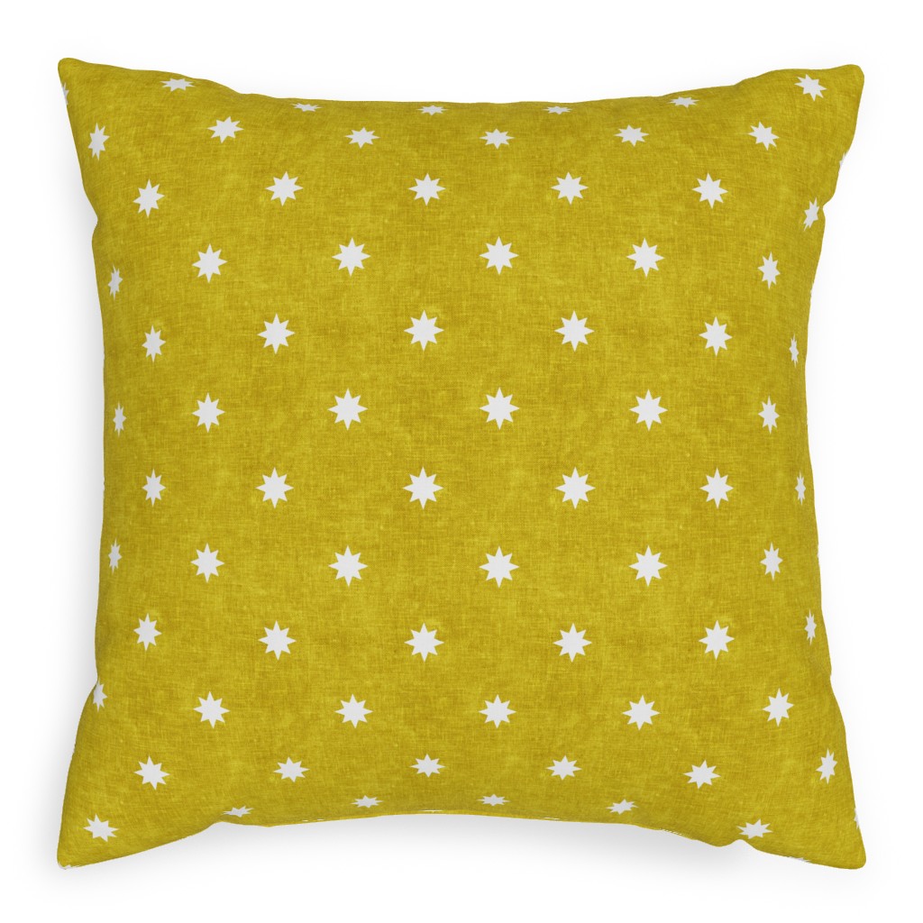 Vintage Stars Outdoor Pillow, 20x20, Double Sided, Yellow