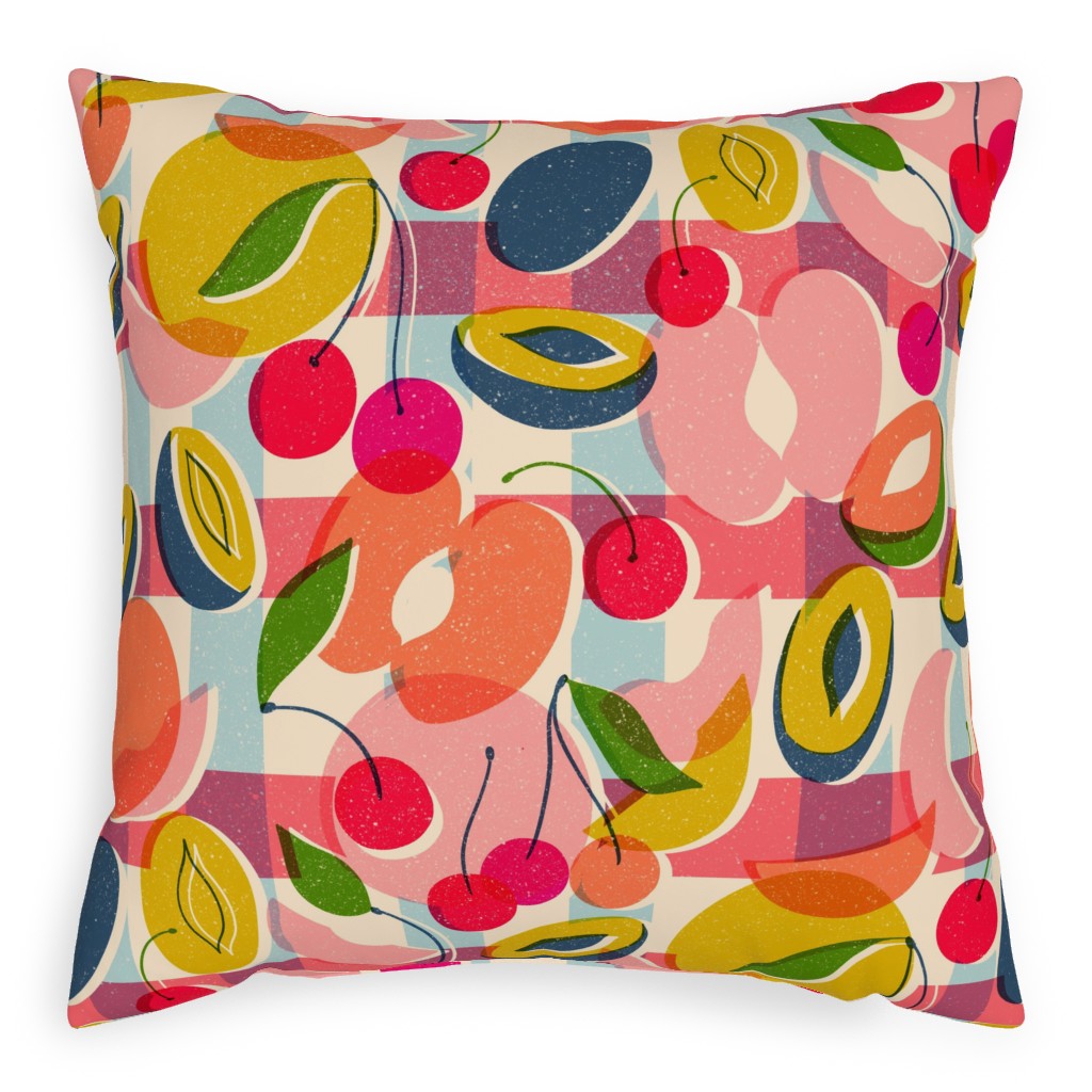 Summer Fruits - Bright Outdoor Pillow, 20x20, Double Sided, Multicolor