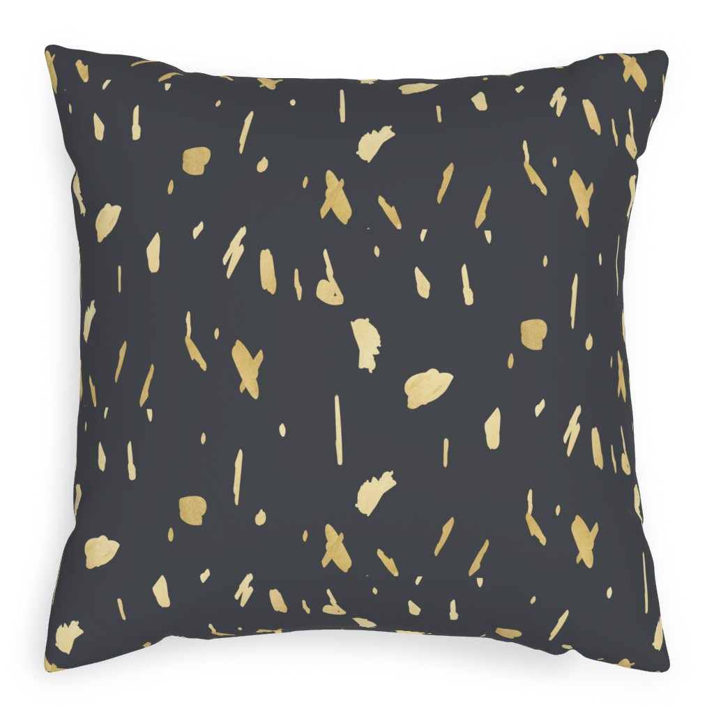 Blobs - Gold on Charcoal Outdoor Pillow, 20x20, Double Sided, Gray
