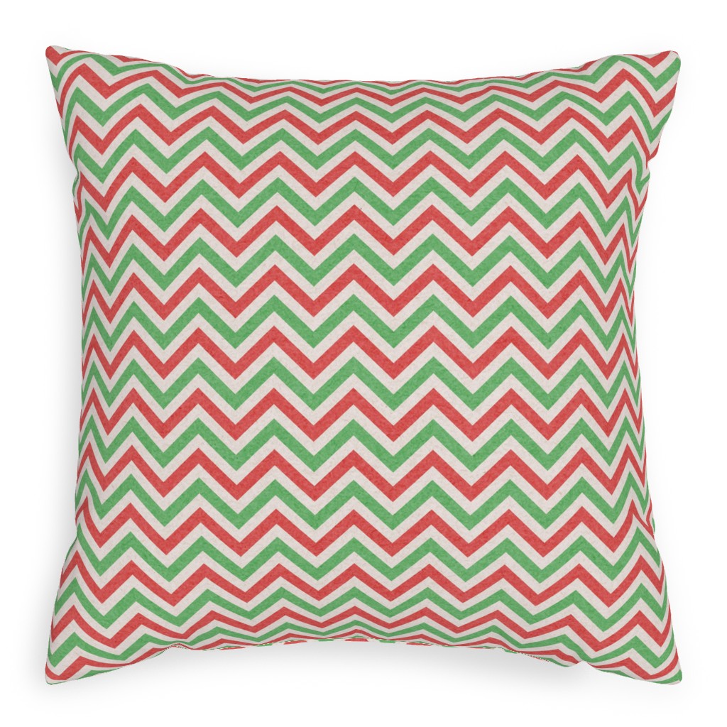 Mottled Holiday Zigzags Outdoor Pillow, 20x20, Double Sided, Multicolor