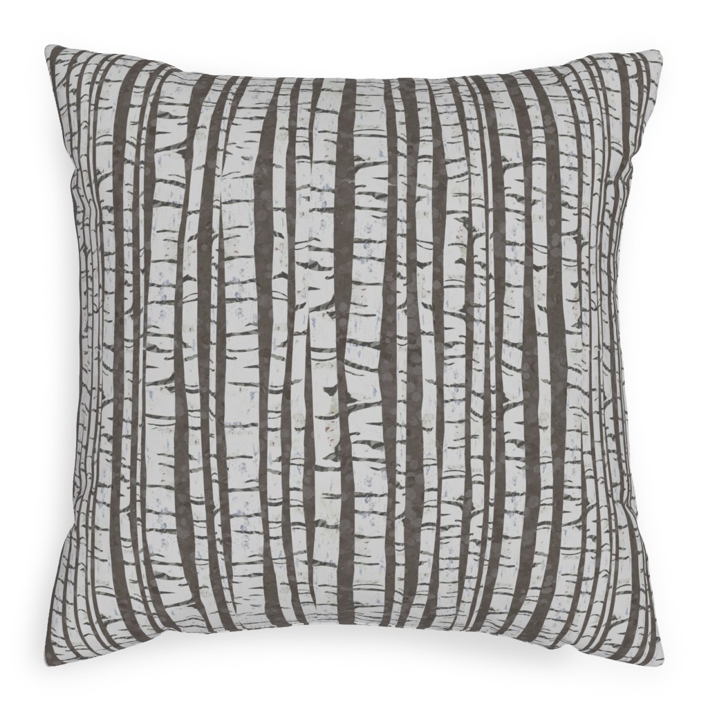 Birch Forest - Gray Outdoor Pillow, 20x20, Double Sided, Gray