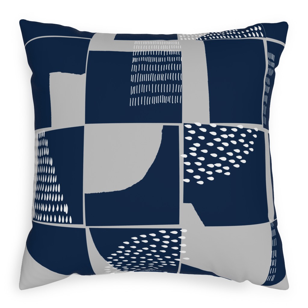 Abstract Textures - Blue Outdoor Pillow, 20x20, Double Sided, Blue