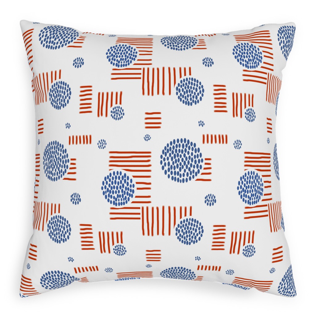 Imperfection in Red, White and Blue Outdoor Pillow, 20x20, Double Sided, Red