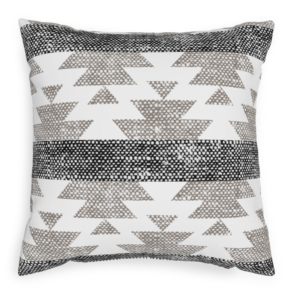 Aztec Woven - Neutral Outdoor Pillow, 20x20, Double Sided, Gray